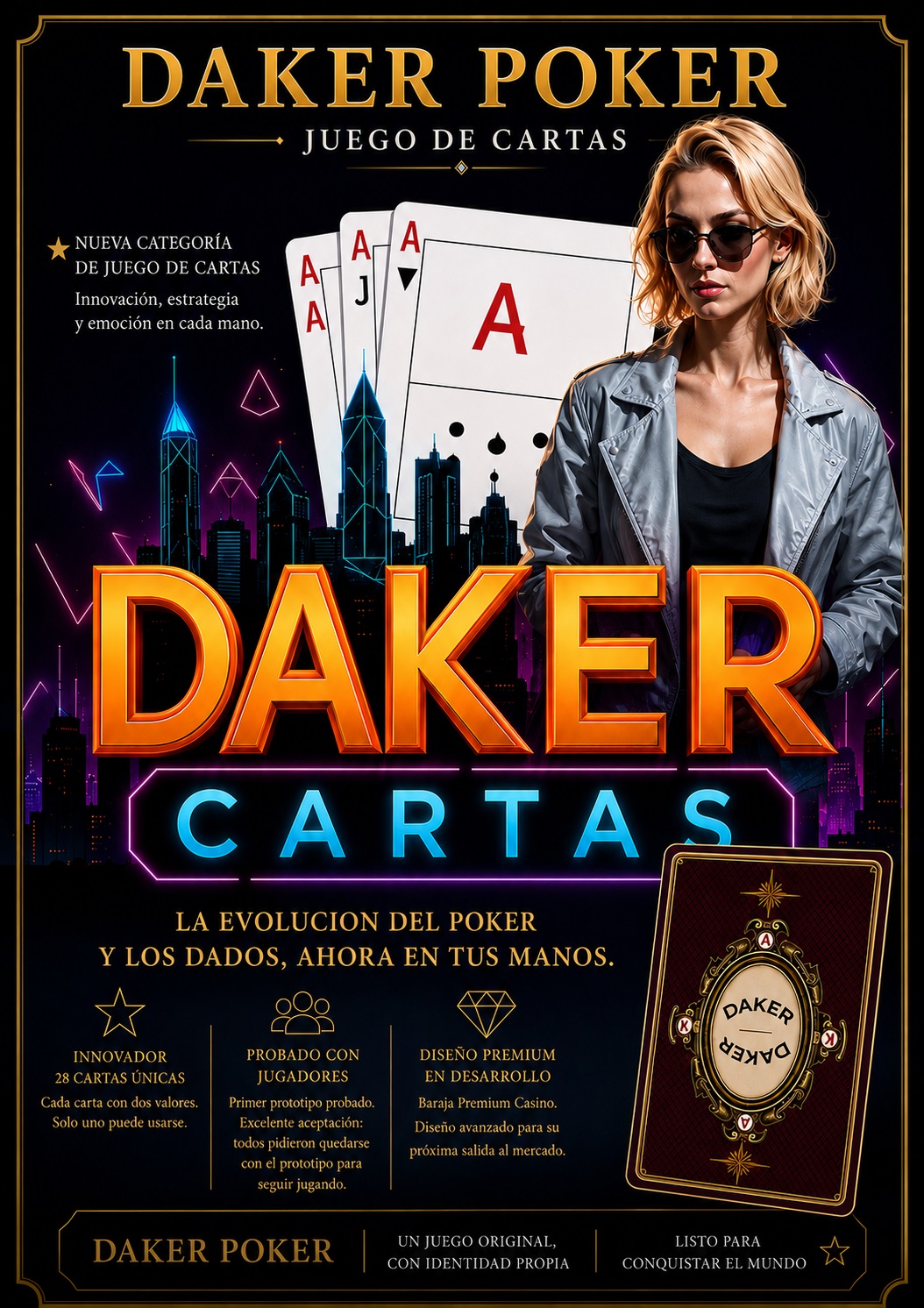 Póster Daker Poker, juego de cartas